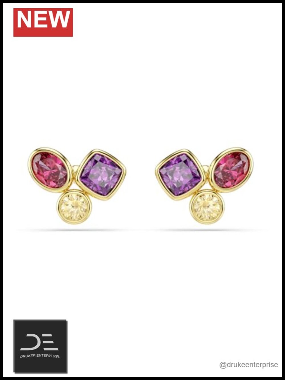 Swarovski Crystal Stud Earrings 18K Gold Finish